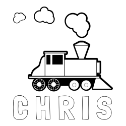 Online Created Coloring Page - C H R I S Coloring Page and Large Steam Locomotive Coloring Page for Kids