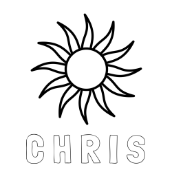 Online Created Coloring Page - C H R I S Coloring Page and Simple Sun Coloring Page for Kids