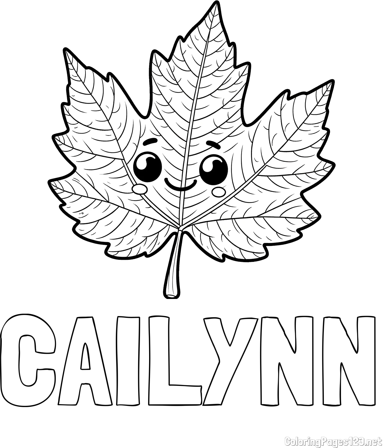 CAILYNN Coloring Page and Smiling Leaf Coloring Page for Kids