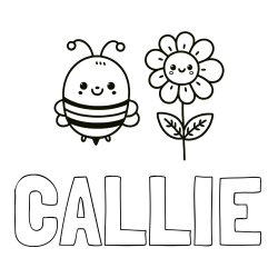 Online Created Coloring Page - CALLIE Coloring Page and Coloring Page of a Cute Bee and Smiling Flowers