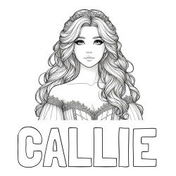 Online Created Coloring Page - CALLIE Coloring Page and Coloring Page of a Cute Realistic Princess