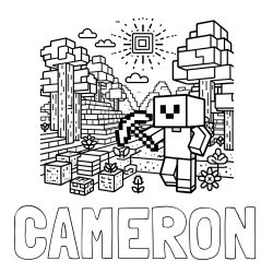 Online Created Coloring Page - CAMERON Coloring Page and Minecraft World Coloring Page