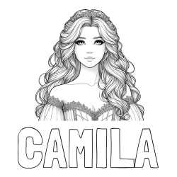 Online Created Coloring Page - CAMILA Coloring Page and Coloring Page of a Cute Realistic Princess