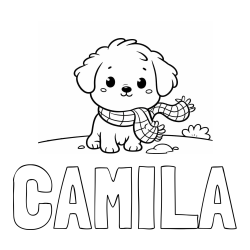 Online Created Coloring Page - CAMILA Coloring Page and Coloring Page of an Adorable Puppy