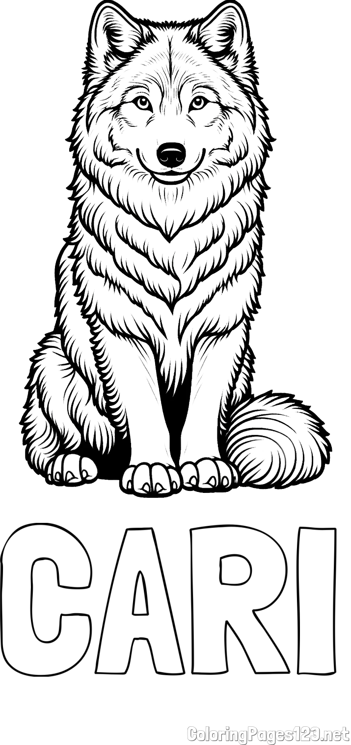 CARI Coloring Page and Beautiful Wolf Coloring Page