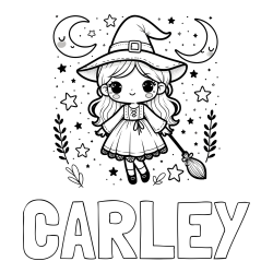 Online Created Coloring Page - CARLEY Coloring Page and Coloring Book of a Cute Witch
