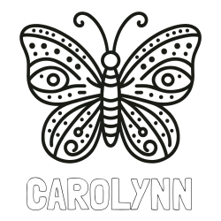 Online Created Coloring Page - CAROLYNN Coloring Page and Butterfly Coloring Page (Simple)