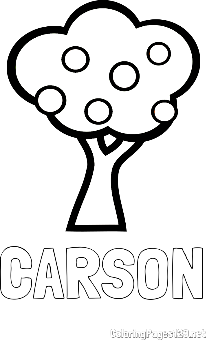 CARSON Coloring Page and Apple Tree Coloring Page