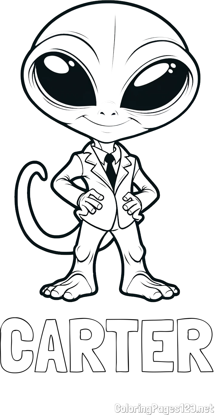 CARTER Coloring Page and Alien Coloring Page