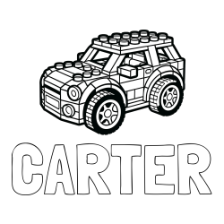 CARTER Coloring Page and LEGO Car Coloring Page