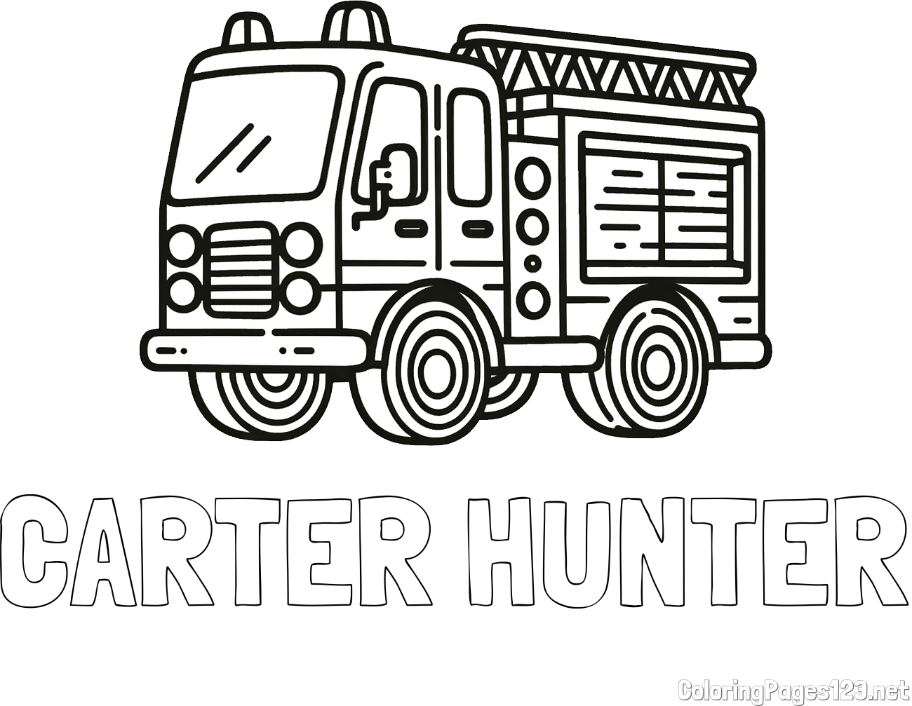 CARTER HUNTER Coloring Page and Coloring page of a fire truck