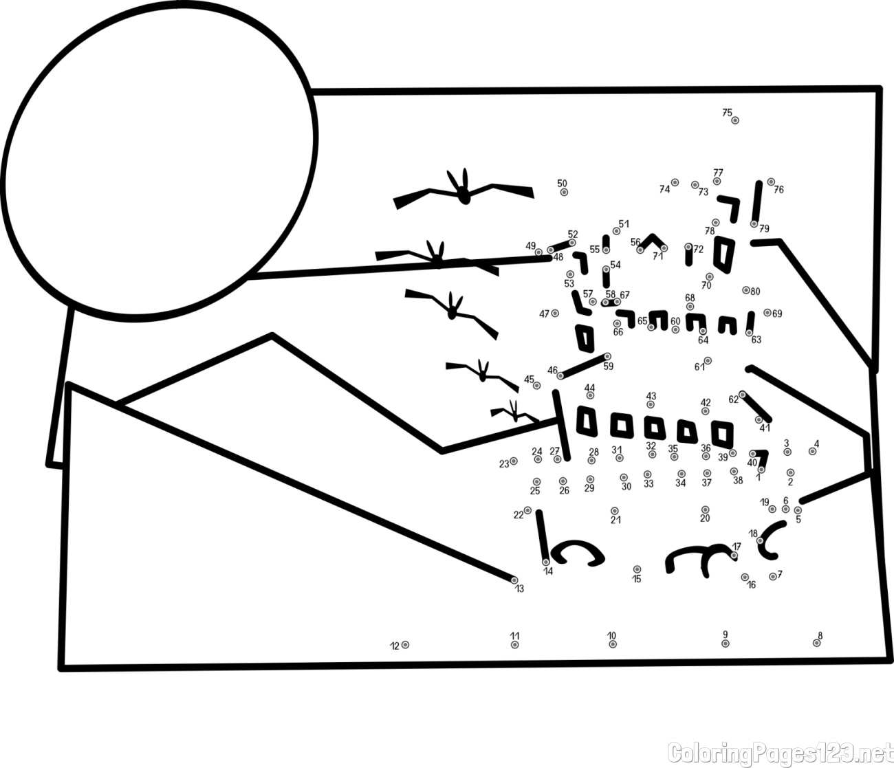 Castle Connect the Dots Coloring Page