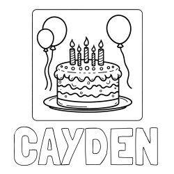CAYDEN Coloring Page and 5th Birthday Cake Coloring Page