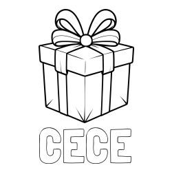 Online Created Coloring Page - CECE Coloring Page and Gift Box with Ribbon Coloring Page