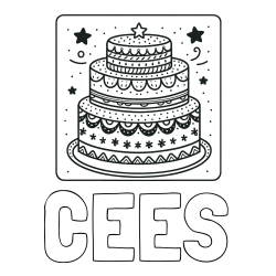 Online Created Coloring Page - CEES Coloring Page and Big Cake Coloring Page