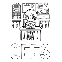 Online Created Coloring Page - CEES Coloring Page and Cute Student in Class Coloring Page