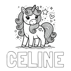 CELINE Coloring Page and Cute Unicorn Coloring Page