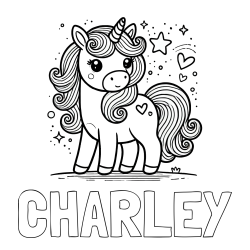 Online Created Coloring Page - CHARLEY Coloring Page and Cute Unicorn Coloring Page