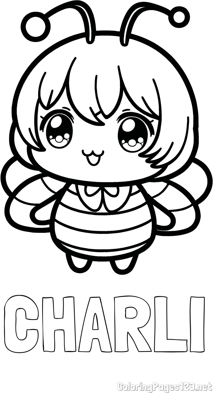 CHARLI Coloring Page and Anime-Style Bee Coloring Page