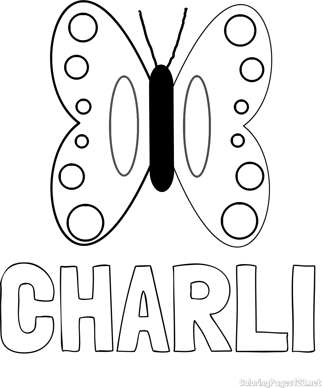 CHARLI Coloring Page and Easy Butterfly Coloring Page