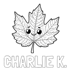 Online Created Coloring Page - CHARLIE K. Coloring Page and Smiling Leaf Coloring Page for Kids