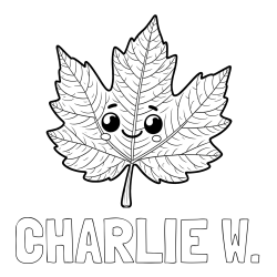 Online Created Coloring Page - CHARLIE W. Coloring Page and Smiling Leaf Coloring Page for Kids