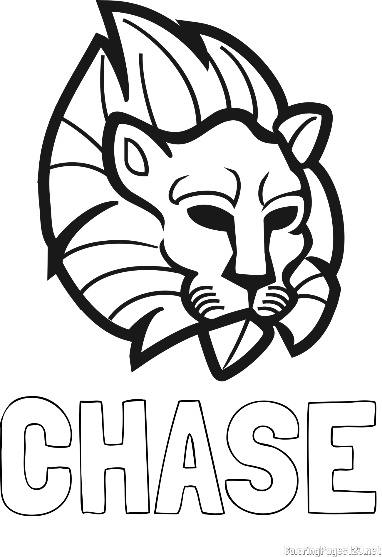CHASE Coloring Page and Abstract Lion Face Coloring Page