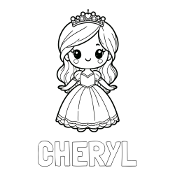 CHERYL Coloring Page and Coloring Page of a Cute Princess