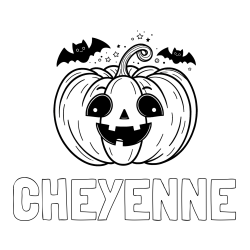 Online Created Coloring Page - CHEYENNE Coloring Page and Halloween Pumpkin and Bats Coloring Page