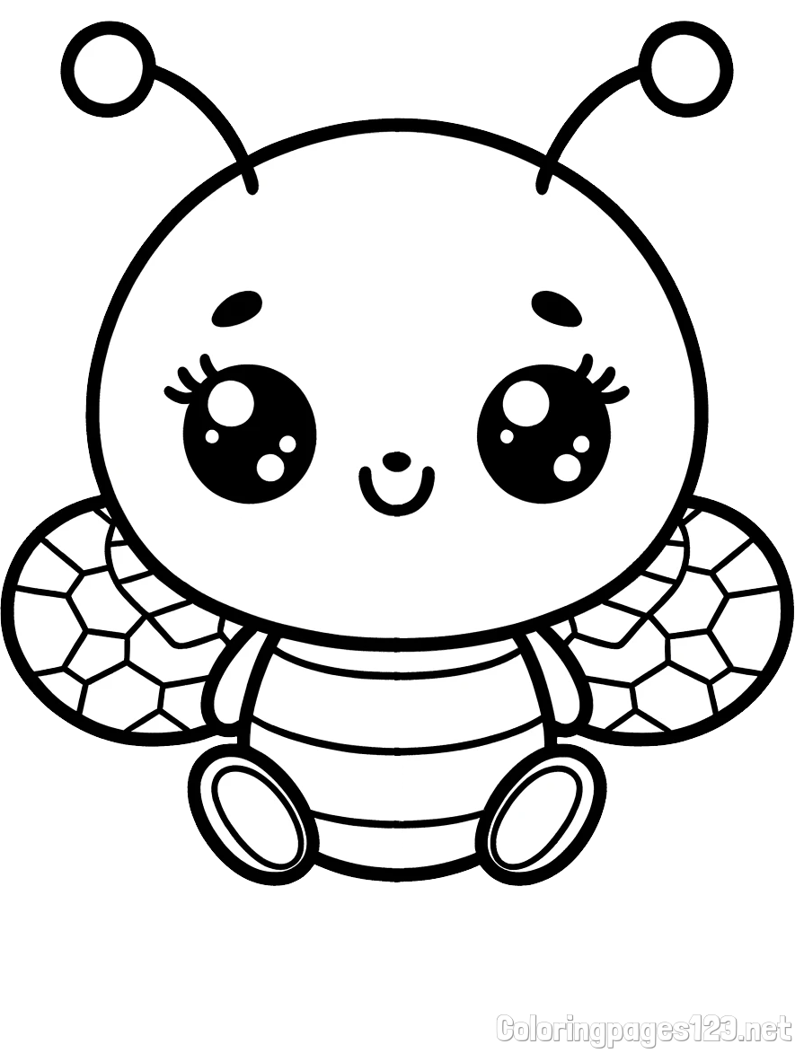 Children's Coloring Page of a Cute Bee