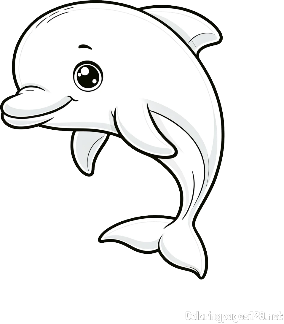Children's Coloring Book of a Cute Dolphin