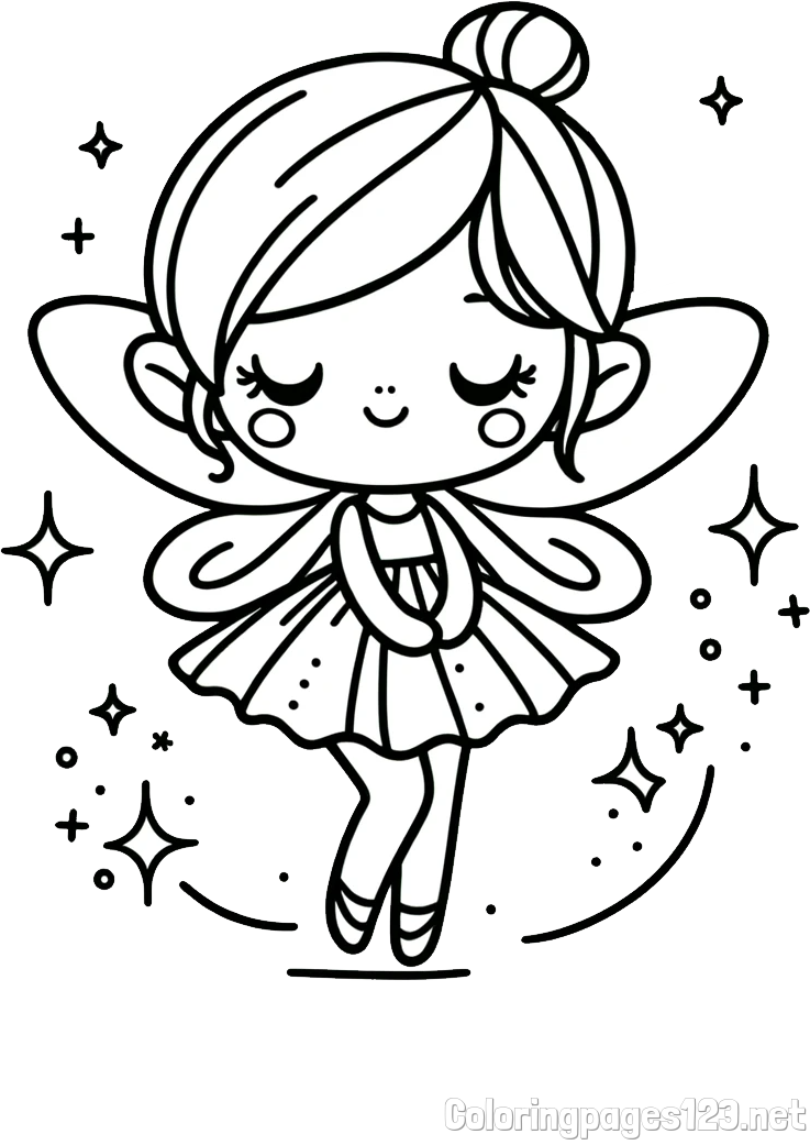 Children's Coloring Page of a Magical Fairy