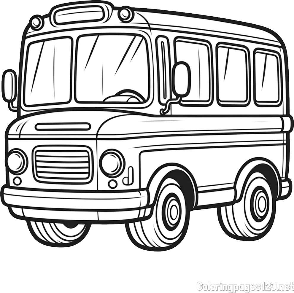 Children's Coloring Page of a Bus
