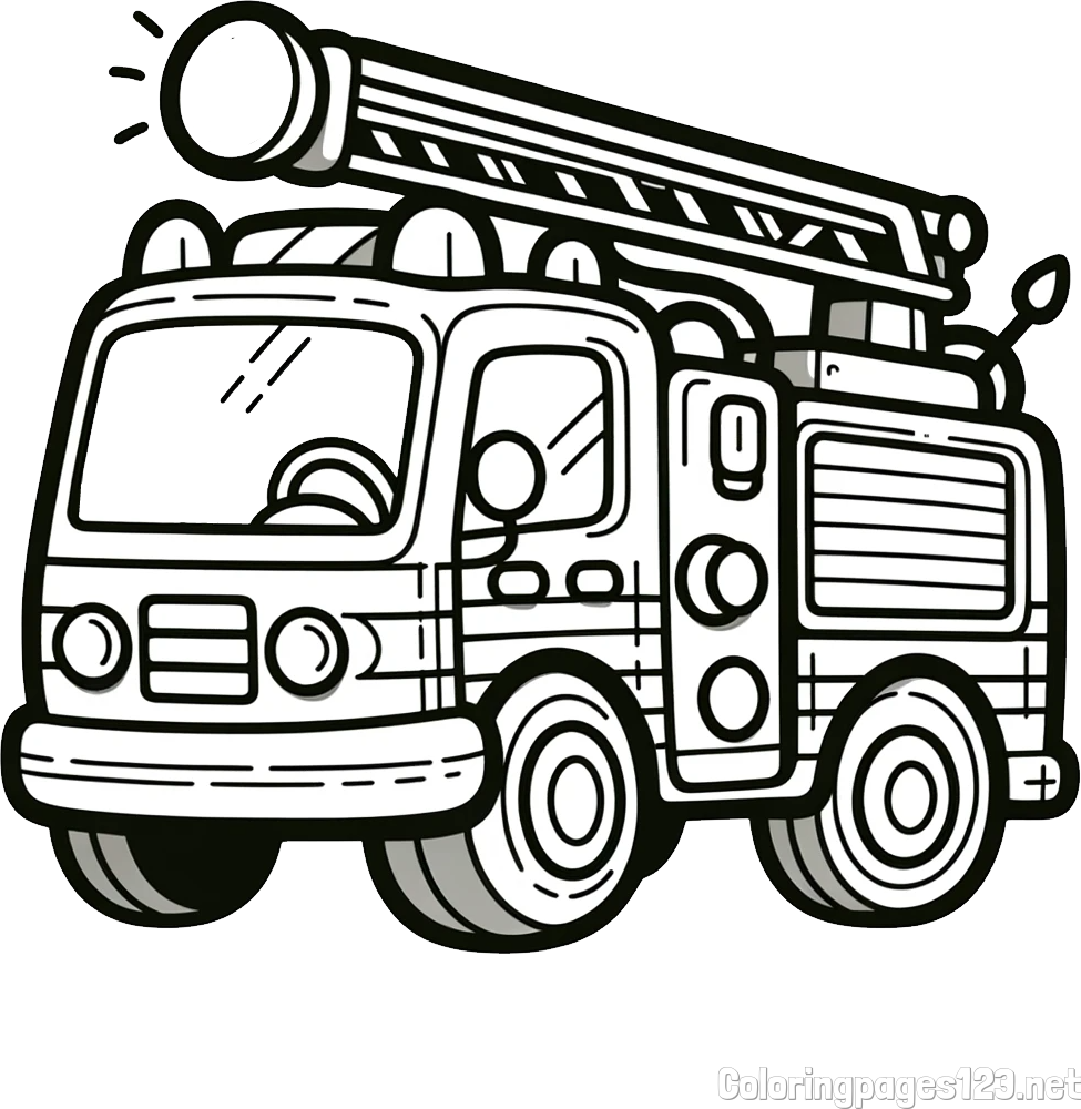Children's Coloring Page of a Simple Fire Truck