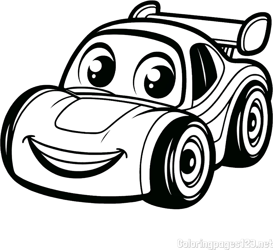 Children's Printable Coloring Page of a Racing Car