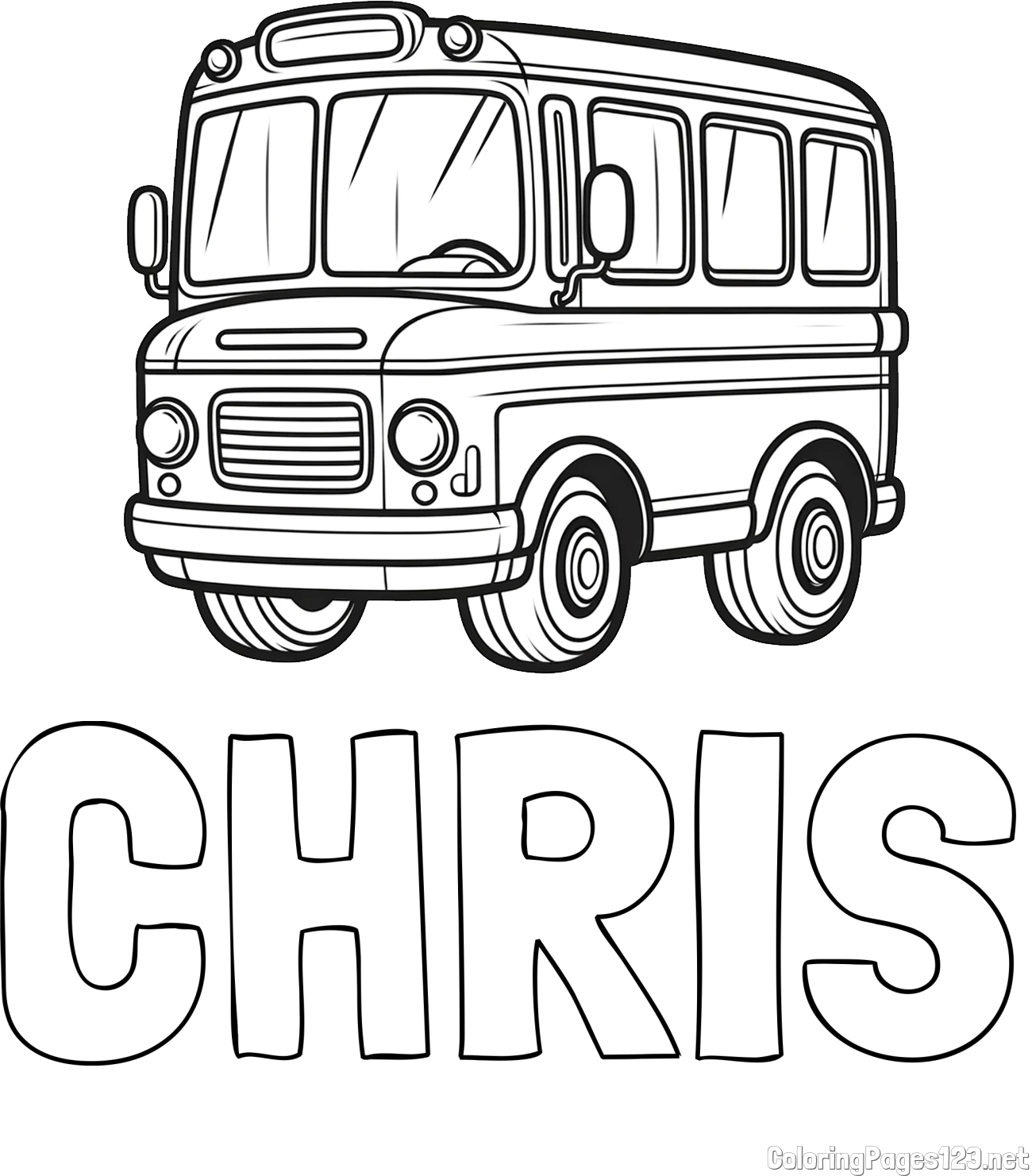 CHRIS Coloring Page and Children's Coloring Page of a Bus