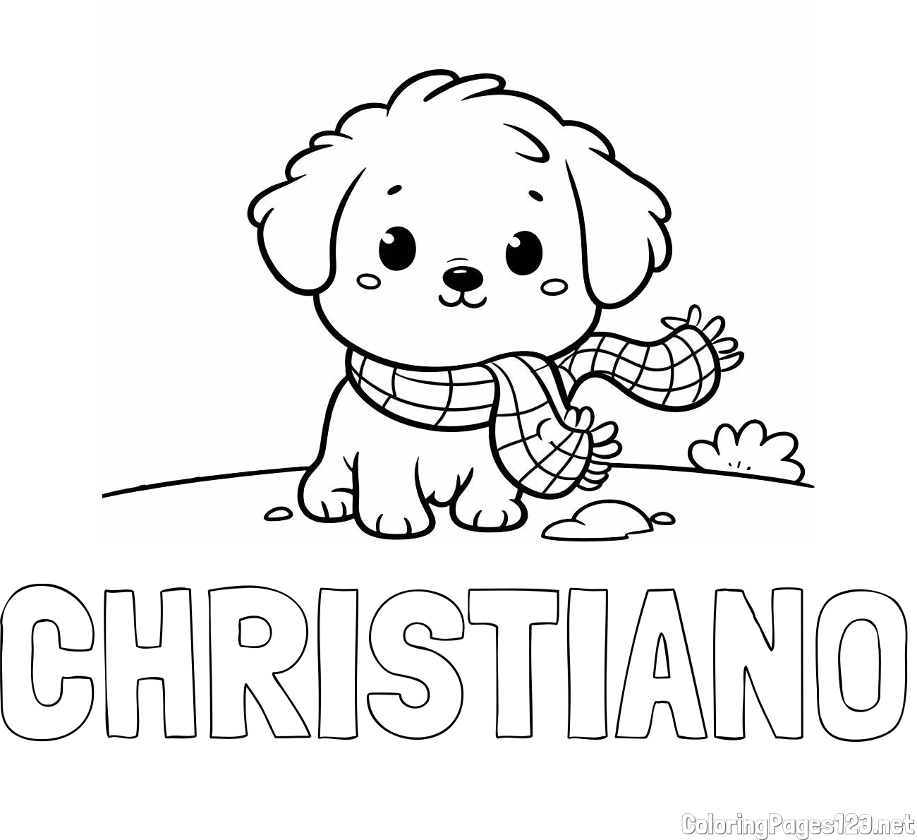 CHRISTIANO Coloring Page and Coloring Page of an Adorable Puppy
