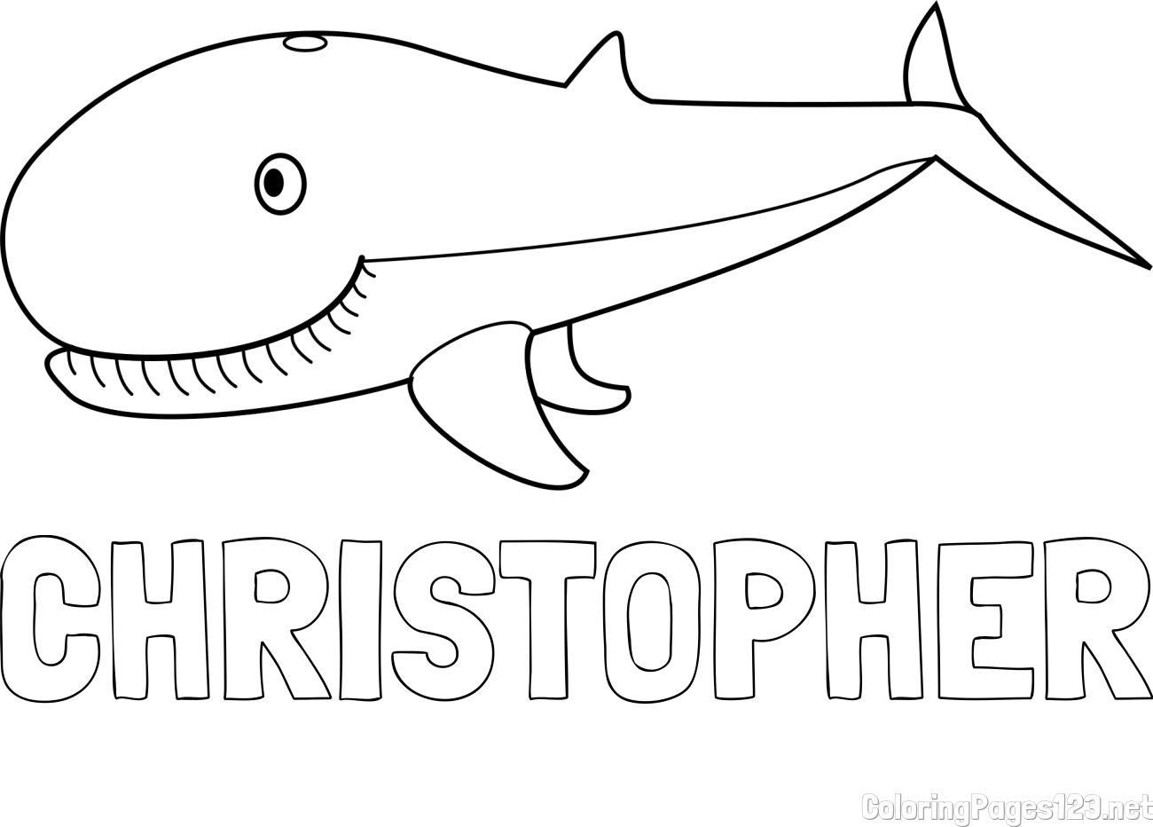 CHRISTOPHER Coloring Page alongside Easy Big Whale Coloring Page