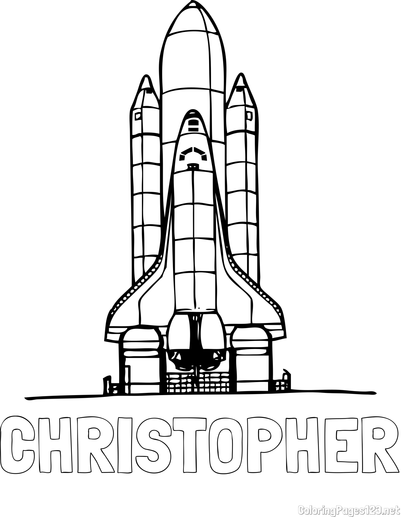 CHRISTOPHER Coloring Page and Space Shuttle Coloring Page