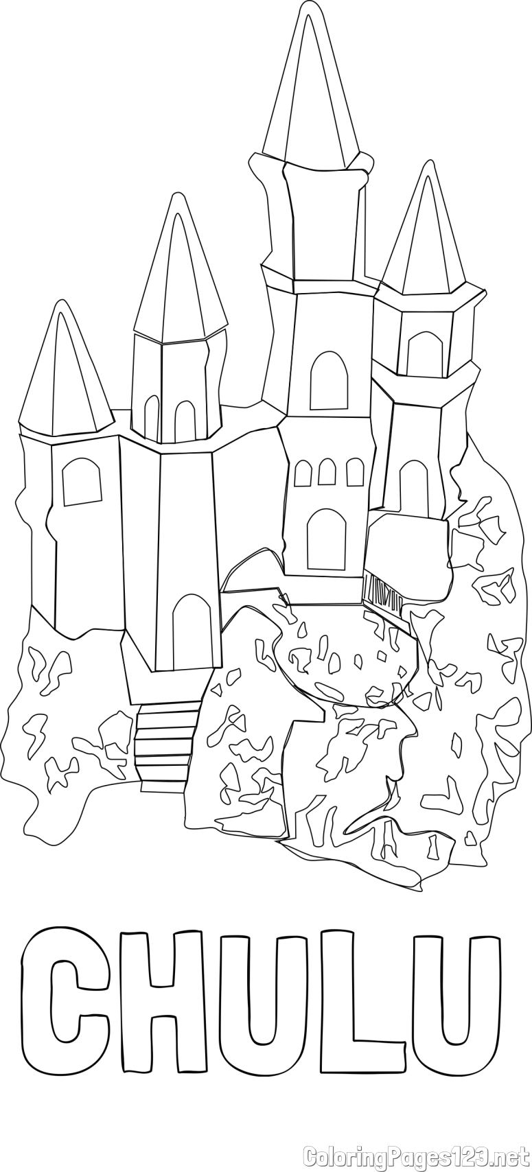 CHULU Coloring Page and Abstract Castle Coloring Page - Simple Yet Detailed