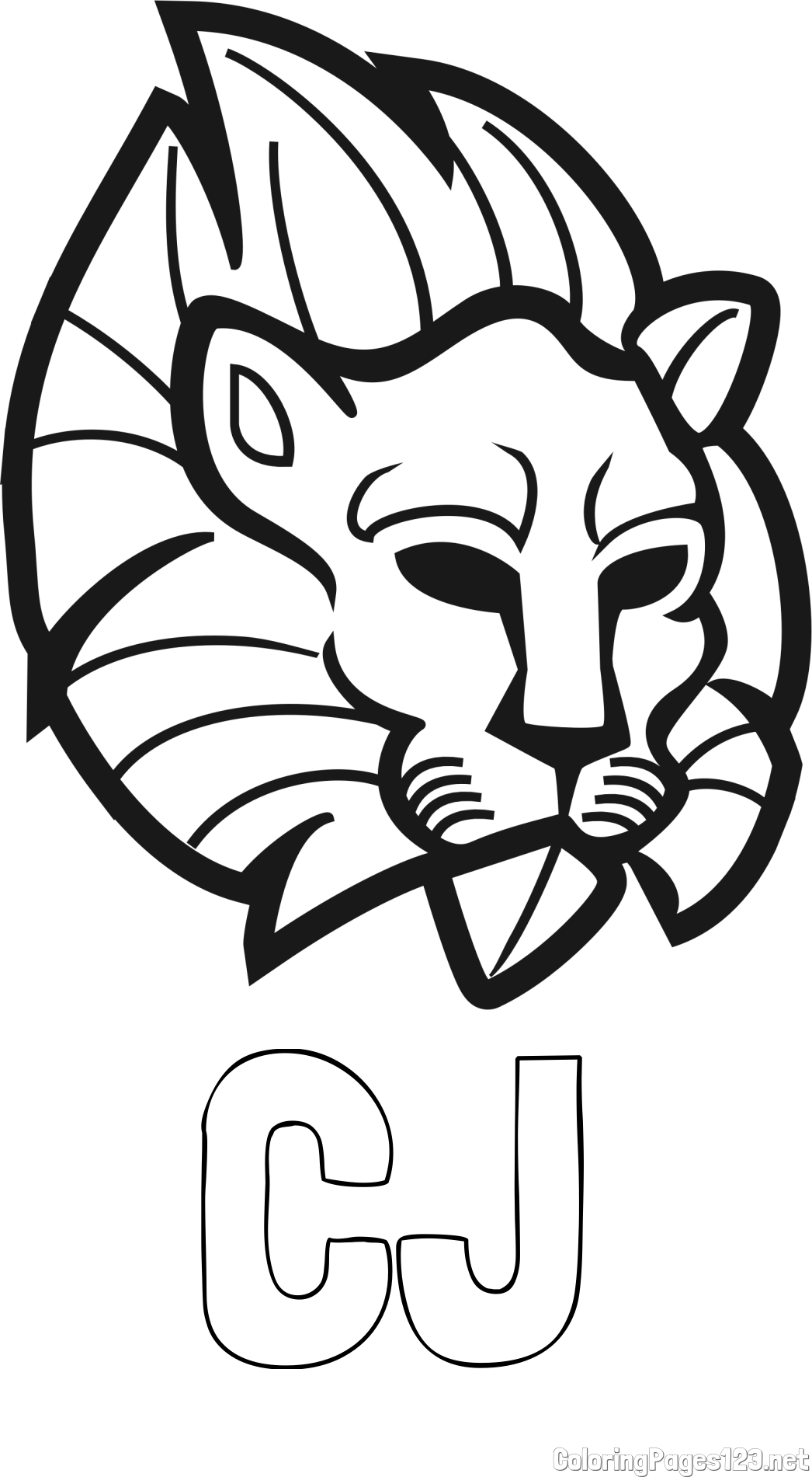 CJ Coloring Page and Abstract Lion Face Coloring Page