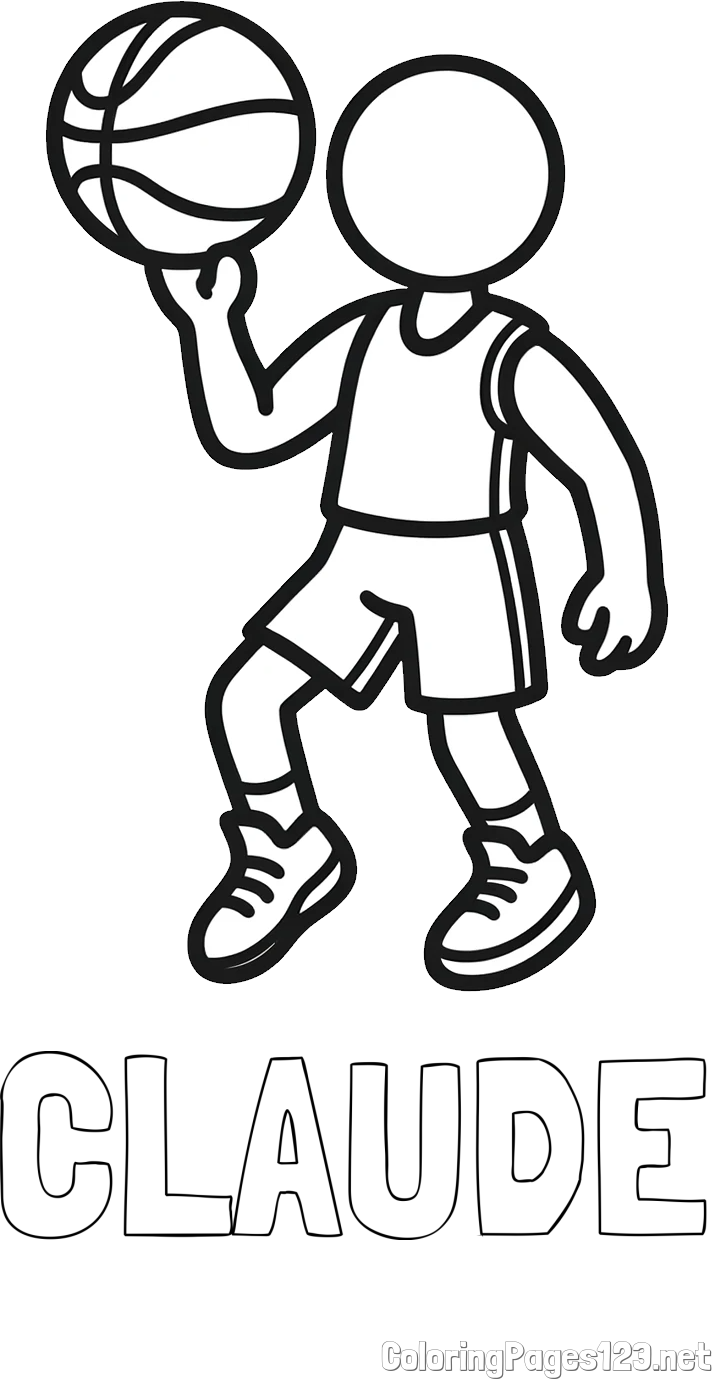 CLAUDE Coloring Page and Children's Coloring Page of Basketball Player