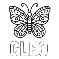 Online Created Coloring Page - CLEO Coloring Page and Butterfly Coloring Page (Simple)