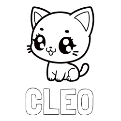 Online Created Coloring Page - CLEO Coloring Page and Coloring Page of an Anime Cat