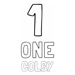 Online Created Coloring Page - COLBY Coloring Page and Coloring of the Number One (1) with the Written Name