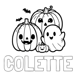 Online Created Coloring Page - COLETTE Coloring Page and Halloween Pumpkin and Ghost Coloring Page