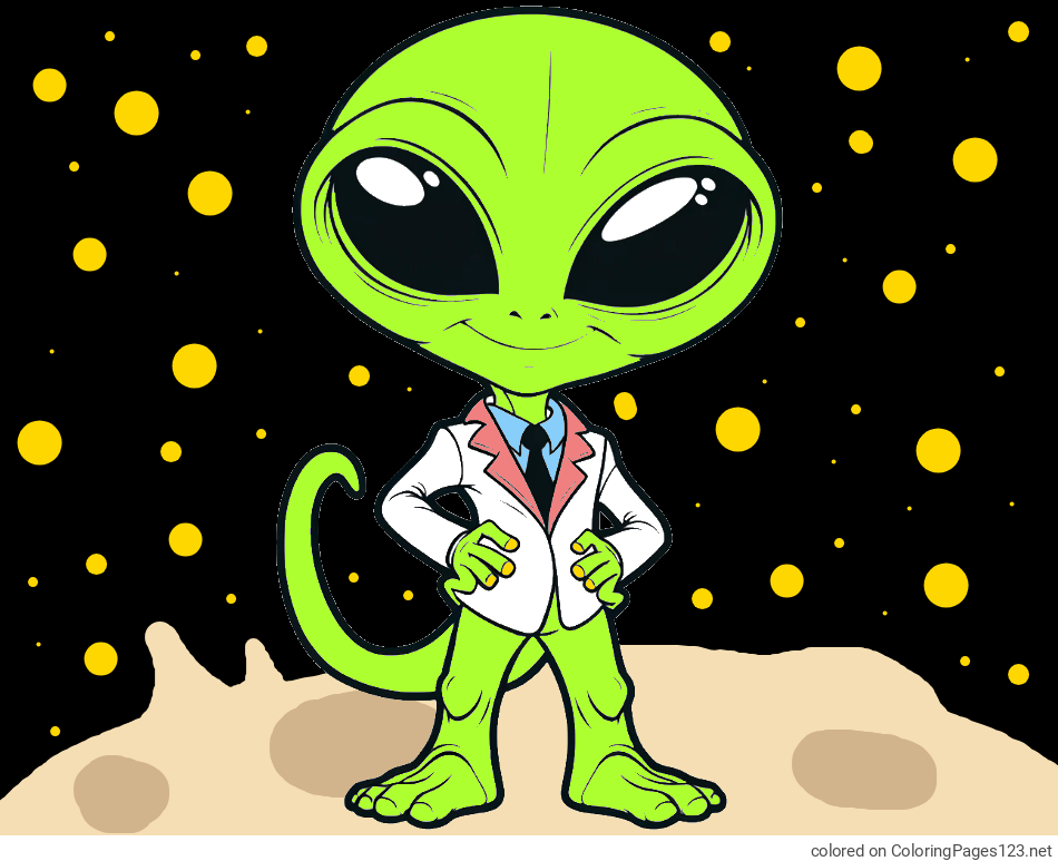 Colored coloring page - Alien Coloring Page