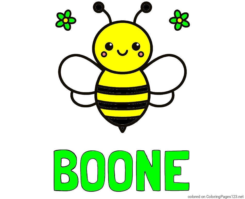 Colored coloring page - BOONE Coloring Page and Children's Bee Coloring Page