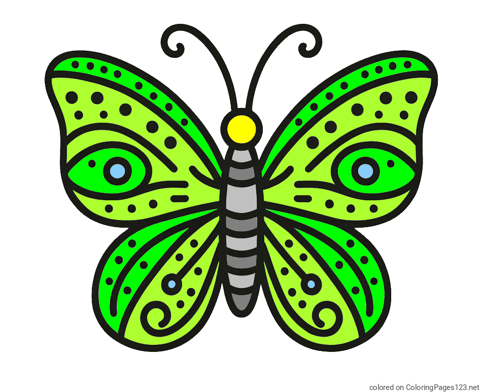 Colored coloring page - Butterfly Coloring Page (Simple)