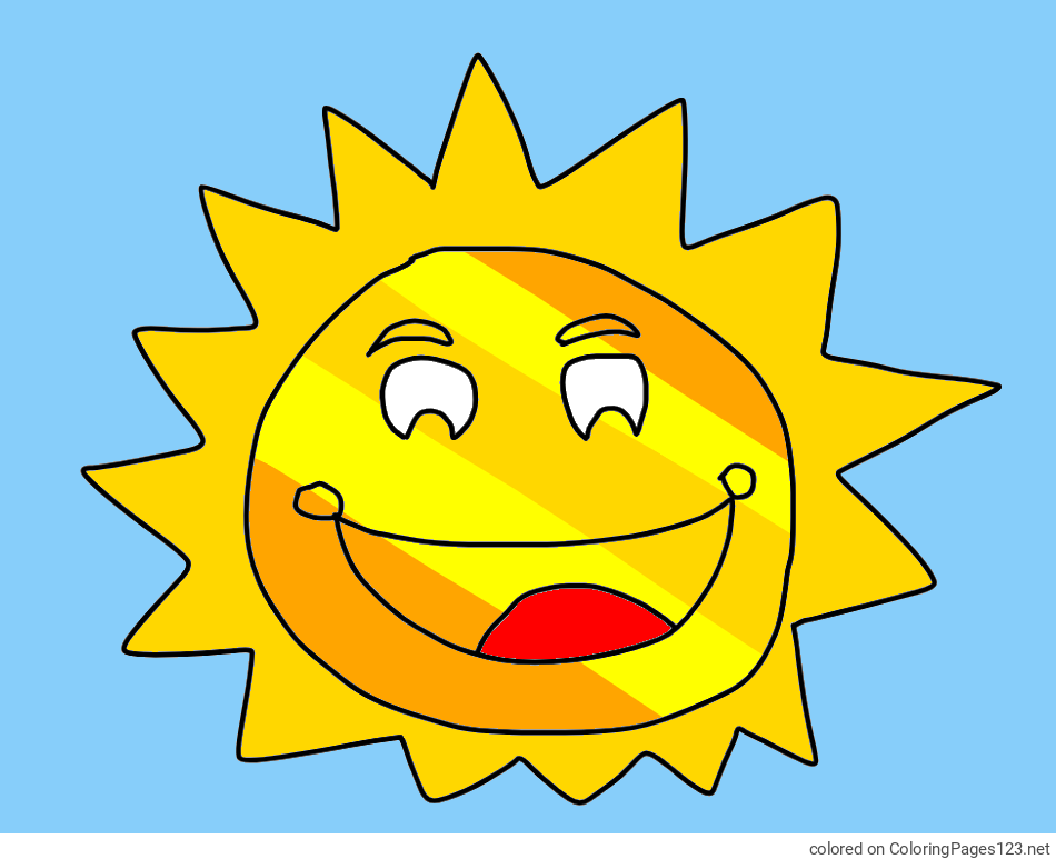 Colored coloring page - Coloring Page of a Cute Smiling Sun